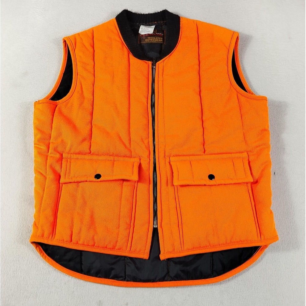 Vintage Walls Vest Mens Large Orange Blizzard-Pruf Quilted Insulated Hunting